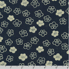 Japanese - Sevenberry Nara Homespun - Floating Plum Blossoms - SB-88223D29-1 - Dark Navy - Indigo - By the Half Yard
