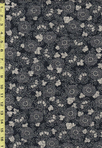 Japanese - Sevenberry Nara Homespun - Compact Mums & Peonies - SB-88223D30-1 - Dark Navy - Indigo