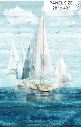 *Fabric Art - Northcott SMOOTH SAILING - Sailboats - DP28915-46 - By the Panel