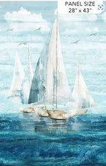 *Fabric Art - Northcott SMOOTH SAILING - Sailboats - DP28915-46 - By the Panel