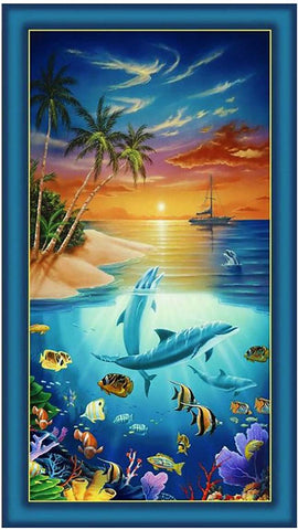 *Tropical - Dolphin Island - PANEL - Multi-Colors