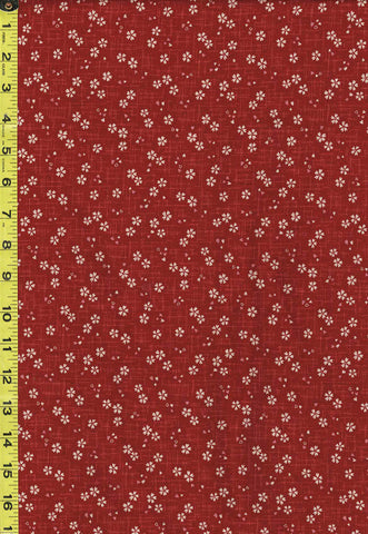 Japanese Sevenberry - Kasuri Collection - Tiny Floating Cherry Blossoms with Pink Petals - SB-88227D2-3 - Vintage Red - Last 5/8 Yard