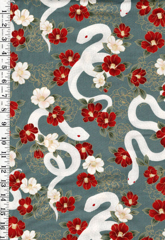*Quilt Gate - Year of the Snake - HR3500-11C - Dark Sage - Last 1/3 Yard