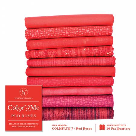 Fat Quarter Color Pack - COLOR ME - RED ROSES - 10 Fat Quarter Bundle - ON SALE - SAVE 25%
