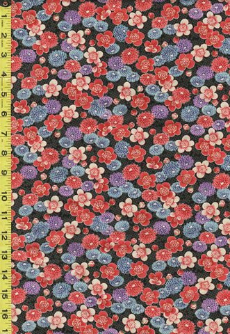 *Japanese - Sevenberry Kiku - Kiku (Chrysanthemums) & Cherry Blossoms - SB-850399D1-1 - BLACK - ON SALE - 20% OFF - BY THE YARD