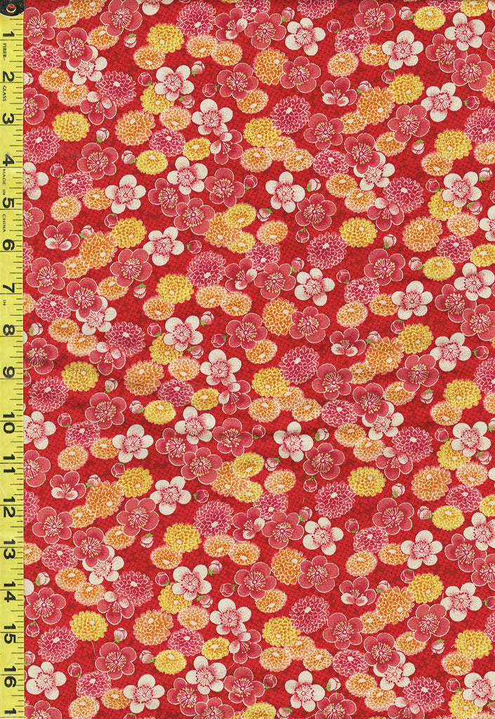 *Japanese - Sevenberry Kiku - Kiku (Chrysanthemums) & Cherry Blossoms - SB-850399D1-2 - RED - ON SALE - 20% OFF - BY THE YARD