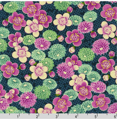 *Japanese - Sevenberry Kiku - Kiku (Chrysanthemums) & Cherry Blossoms - SB-850399D1-3 - NAVY - ON SALE - 20% OFF - BY THE YARD