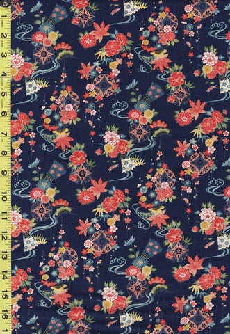 *Japanese - Sevenberry Kiku - Floating Floral Medallions & River Swirls - SB-850400D1-3 - NAVY - ON SALE - 20% OFF - BY THE YARD