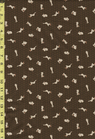 Japanese - Sevenberry Kasuri Collection - Tiny Bunnies & Waves - SB-88227D4-3 - Brown - Last 7/8 Yard