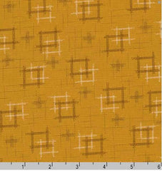 Japanese - Sevenberry Kasuri Collection - Floating Squares & Crosses - SB-88229D1-2 - Dark Gold (Mustard) - By the Half Yard