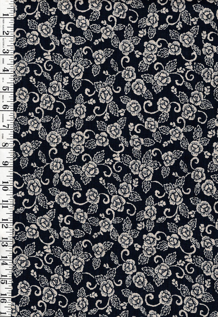 *Japanese - Sevenberry Nara Homespun - Compact Peonies with Curly Stems - SB-88223D6-62 - Indigo - ON SALE - SAVE 30%