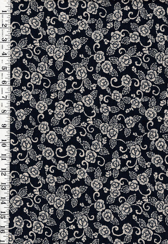 *Japanese - Sevenberry Nara Homespun - Compact Peonies with Curly Stems - SB-88223D6-62 - Indigo