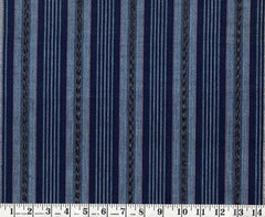 0968 - Vintage Woven Stripe - Japanese cotton fabric - Light Blue - Dark Navy - By the Half Yard