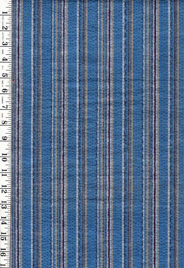 0969 - Vintage Woven Stripe - Japanese cotton fabric - Denim Blue, Tan