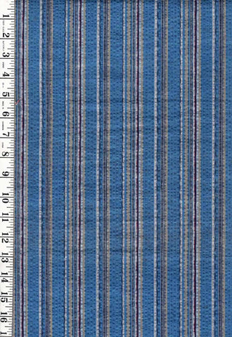 0969 - Vintage Woven Stripe - Japanese cotton fabric - Denim Blue, Tan