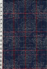 0971 - Vintage Woven Stripe - Japanese cotton fabric - Navy, Red, Gray