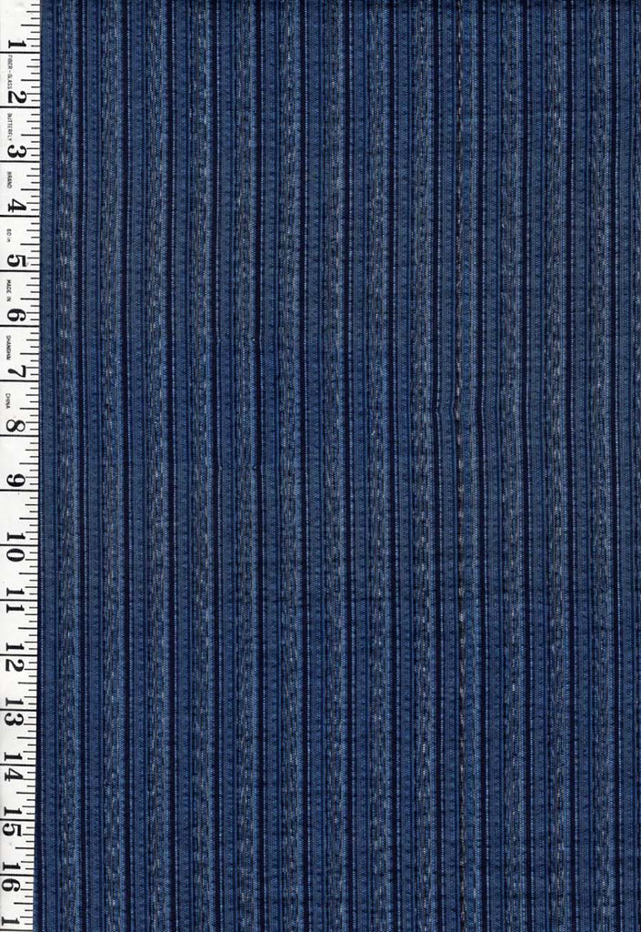 0972 - Vintage Woven Stripe - Japanese cotton fabric - Dark Navy, Shades of Blue