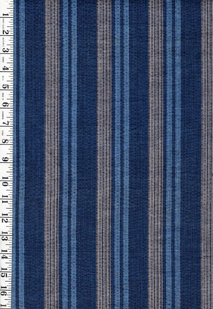 0970 - Vintage Woven Stripe - Japanese cotton fabric - Light Blue, Navy, Gray
