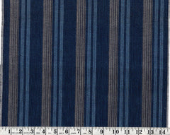0970 - Vintage Woven Stripe - Japanese cotton fabric - Light Blue, Navy, Gray