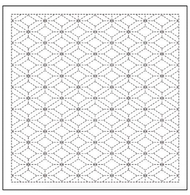 Sashiko Pre-printed Sampler - Daruma Triple Diamond (Sanjubishi-Tsunagi) - # 1008 - WHITE