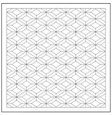 Sashiko Pre-printed Sampler - Daruma Triple Diamond (Sanjubishi-Tsunagi) - # 1008 - WHITE