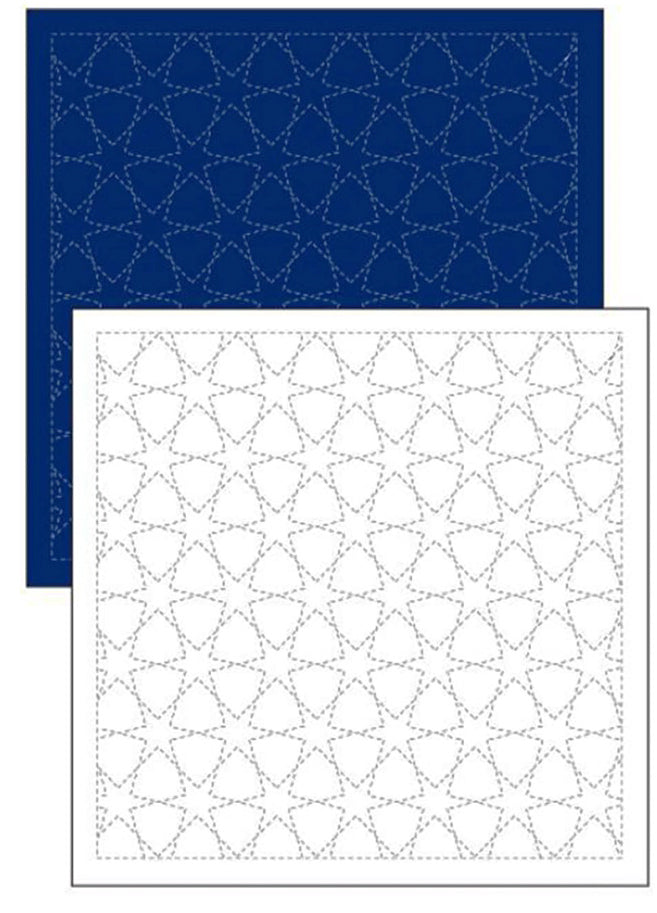 Sashiko Pre-printed Sampler - Daruma Morning Glory Star (Asagao) - # 1204 - Navy