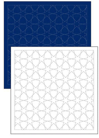 Sashiko Pre-printed Sampler - Daruma Morning Glory Star (Asagao) - # 1204 - Navy