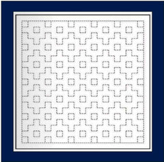 Sashiko Pre-printed Sampler - Daruma Connected Right Angles (Kakuju-Tsunagi) - # 1205 - Navy