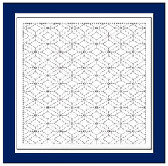 Sashiko Pre-printed Sampler - Daruma Triple Diamond (Sanjubishi-Tsunagi) - # 1208 - NAVY