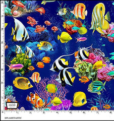 *Tropical - Jewels of the Sea - Splashtastic Colorful Fish & Coral - DDC11486-ROYAL-D