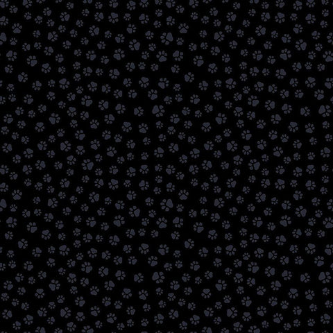 *Tonal Blender - Black Monochrome Puppy Paw Prints - Stella P2318 - Black