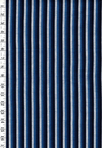 Vintage Woven Stripe - Japanese cotton fabric - Indigo, Gray, Blue - By the Half Yard