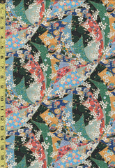 *Japanese - Colorful Noshi Ribbons & Tiny Cherry Blossoms - TAK - TM-7704-E - Green - By the Half Yard - ON SALE - SAVE 20%