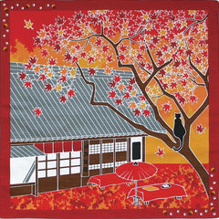 Furoshiki - Japanese Wrapping Cloth - Tama Cat in Autumn