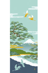 Tenugui - Japanese Scarf or Towel - Mt. Fuji, Pines & Flying Cranes