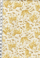 Quilt Gate - Tora Tigers, Water Swirls & Bamboo Leaves - HR-3390-Ivory - Last 1 yard
