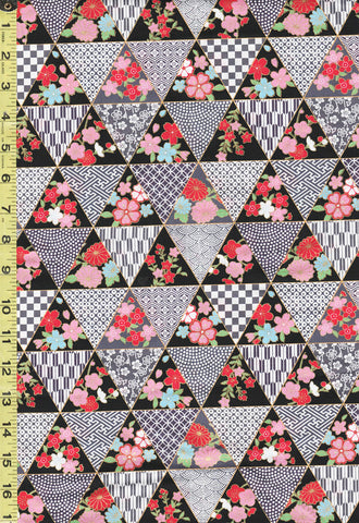 *Japanese - Triangles with Japanese Motifs & Cherry Blossoms - TM-2870-A - Multi