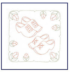 Sashiko World - The Netherlands - Sampler Kit with Needle & Thread - Clogs & Tulips - White