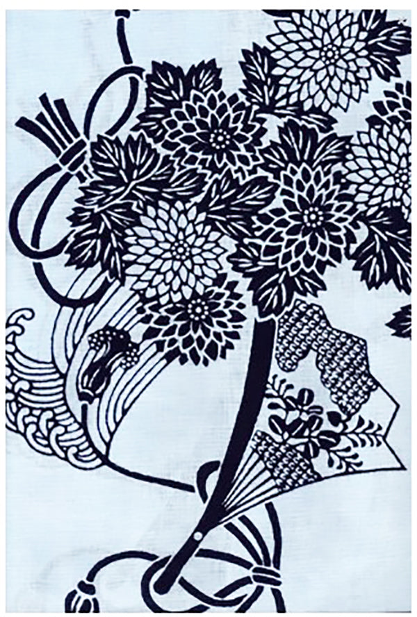 Yukata Fabric - 096 - Fans & Mums - Light Blue