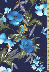 Yukata Fabric - 917 - Blue Flowers & Blossoms - Leonard Paris - Blue