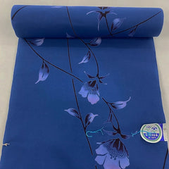 Yukata Fabric - 916 - Floral in Blue - Dark Blue