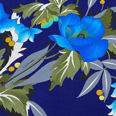 Yukata Fabric - 917 - Blue Flowers & Blossoms - Leonard Paris - Blue