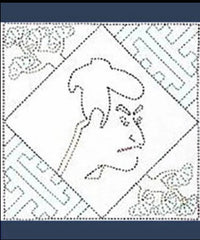 *Sashiko Pre-printed Sampler - Ukiyo-e Actor (Navy) & Ukiyo-e Beauty (Navy) - Buy One - Get One Free