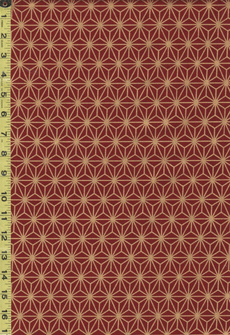 *Japanese - Hishiei Gold Metallic Asanoha- H-6833-2C - Dark Red
