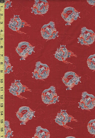 *Japanese - Hishiei Dragon Medallions - H-7107-1B - Red - ON SALE - $5.00 BY THE YARD