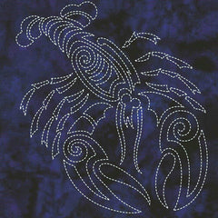 Sashiko - Pre-printed Sea Life Panel - Lobster - Indigo