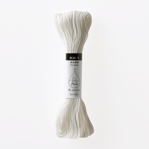 *PFD - Olympus So-Me-Marche - White Sashiko Thread - Prepared for Dyeing - 100% Cotton - Medium/ Regular Weight 20/6 - 60 meters - SM-MT2