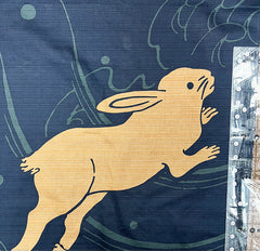 Furoshiki - Japanese Wrapping Cloth - Bunny over Waves - Navy - Large Size