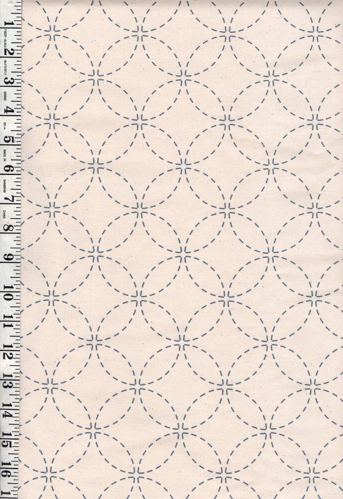 Sashiko Fabric - Pre-printed Sashiko Fabric - Seven Treasures - Natural - 102C - By the Half Yard
