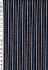 Vintage Woven Stripe - Japanese cotton fabric - Skinny Stripes - Indigo, Tan, Blue - By the Half Yard